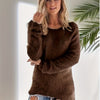 Women's Plus Size Cream Fleece Pullover - Long Sleeve Crew Neck Loose Fit Warm Sweater, Machine Washable