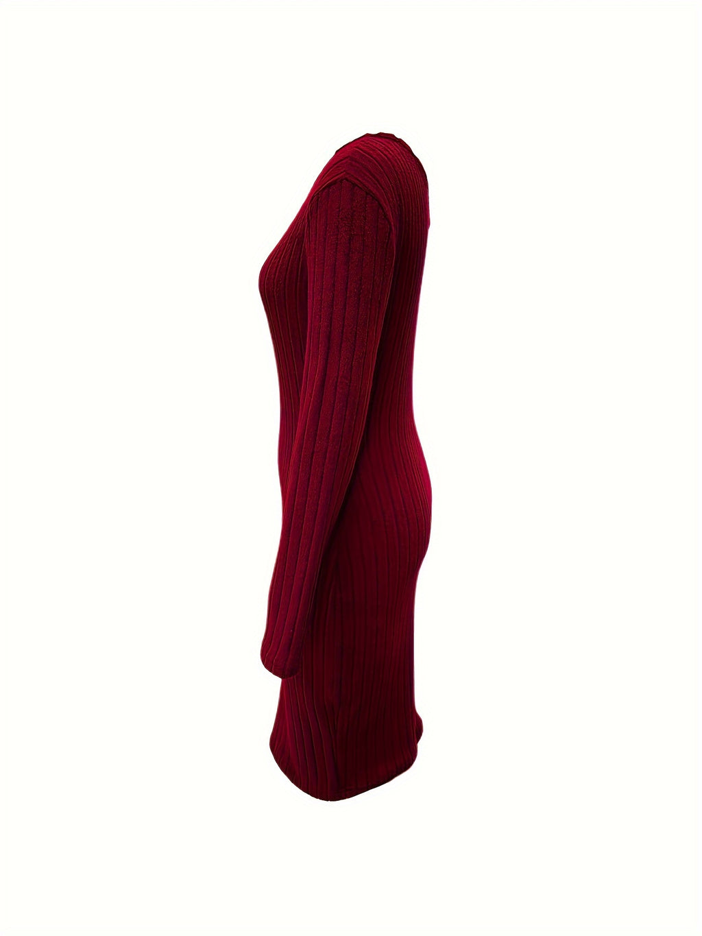 Ribbed Asymmetrical One-Shoulder Bodycon Mini Dress Long Sleeve Party Dress for Women