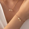 Minimalist Heart & Letter Necklace and Bracelet Set - Two-Piece Women's Everyday Jewelry