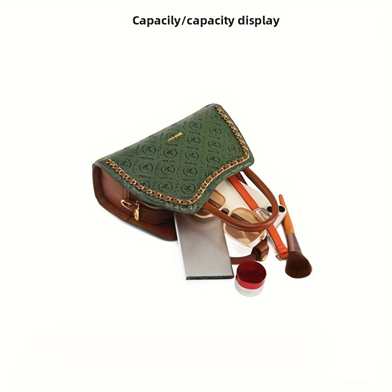 Plaid Irregular Bow Bucket Bag Set – PU Leather Crossbody Handbag for Women (Pink, Green)