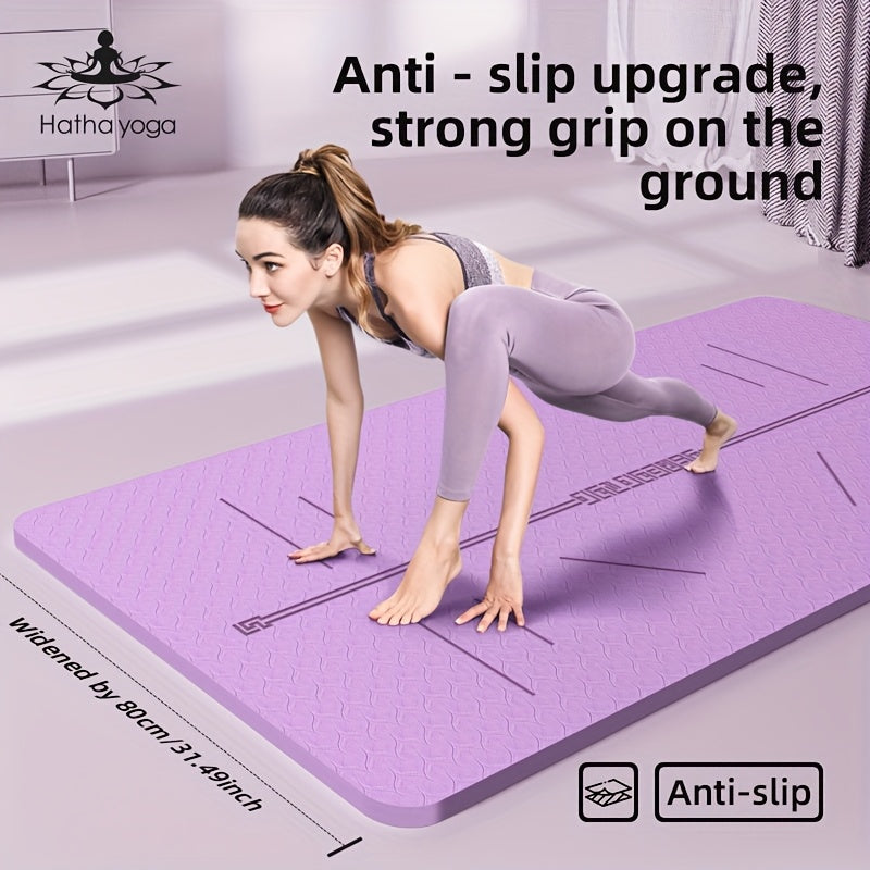 31 in (79 cm) TPE Yoga Mat with Alignment Guide - Anti-Slip Durable Mat for Yoga, Pilates & Home Workouts