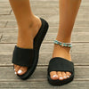 Women's Platform Slip-On Mules - Cushioned EVA Insole, Low Wedge Heel Open-Toe Slides, Breathable Fabric Upper