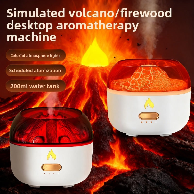 7-Color USB Volcano Aromatherapy Diffuser Humidifier with Ambient Nightlight for Home, Office & Car