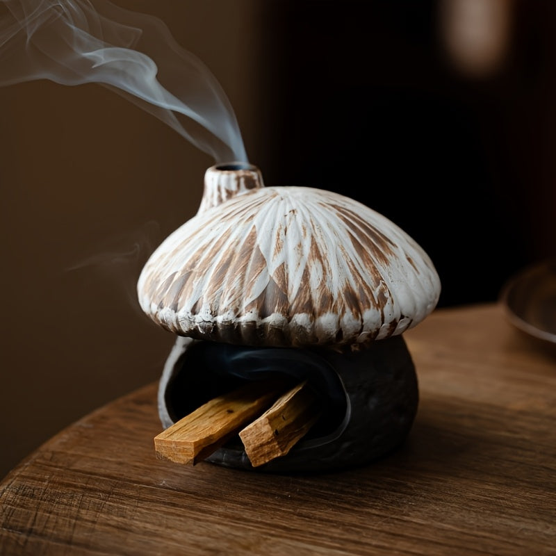 Mushroom Ceramic Essential Oil Burner - Mushroom House Aroma Diffuser & Fireproof Candle Holder