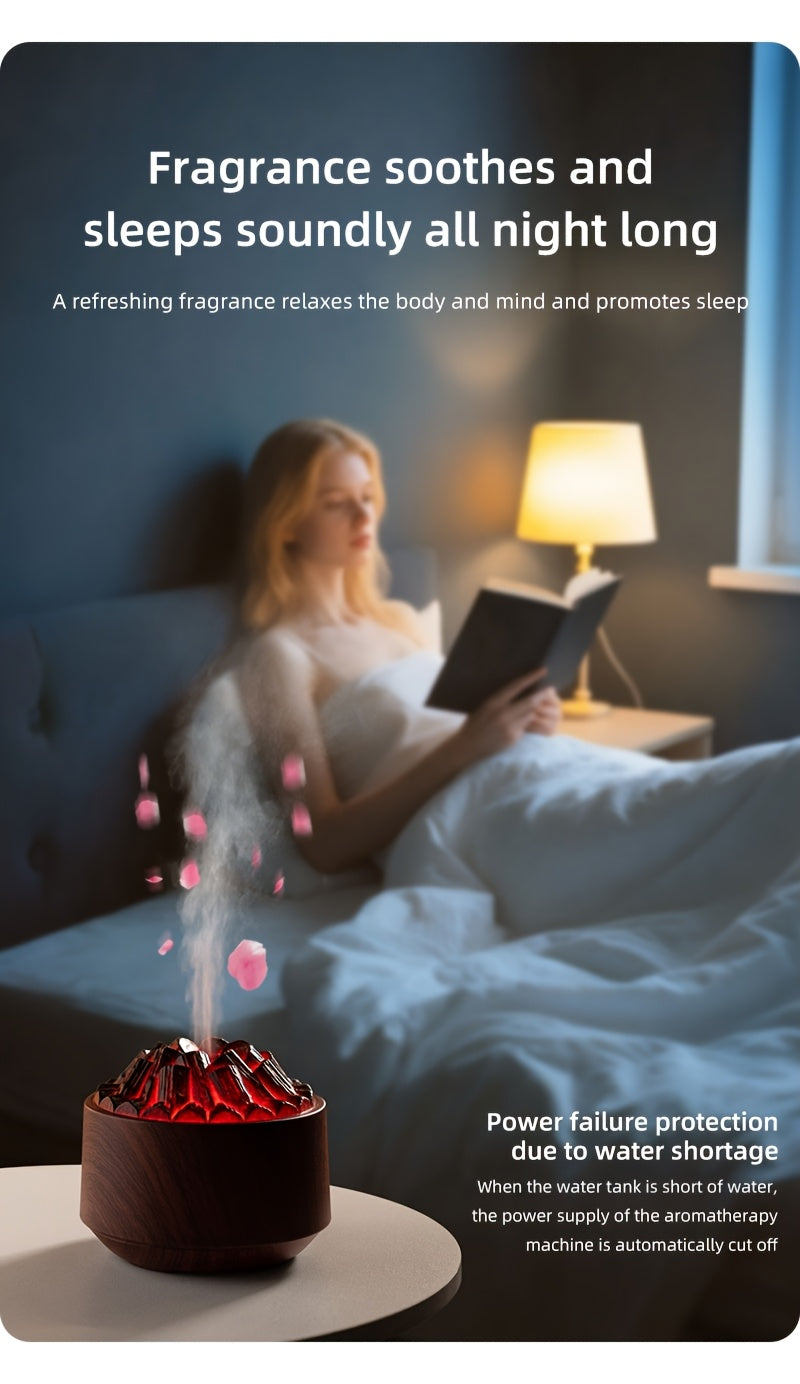 Campfire Desktop Humidifier & Aroma Diffuser — Soundwave Ultrasonic, Real Flame Effect, Dual Mist, Quiet USB Humidifier with LED Night Light & Auto Shut-Off (Black, Red, Purple, Green, Gold, Brown)