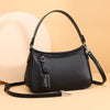 Women's Genuine Leather Crossbody Bag - Minimalist Black Zipper Shoulder Purse for Work, Travel & Parties