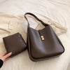 Faux Leather Tote Bag with Twist Lock – Convertible Shoulder & Crossbody Handbag for Women (Khaki, Coffee, White)