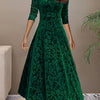 Velvet Square Neck A-Line Dress Long Sleeve Swing Dress for Women, Spring & Fall