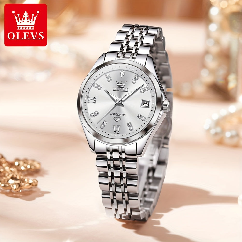 OLEVS Stainless Steel Automatic Mechanical Women's Watch Luminous Classic Luxury Wristwatch