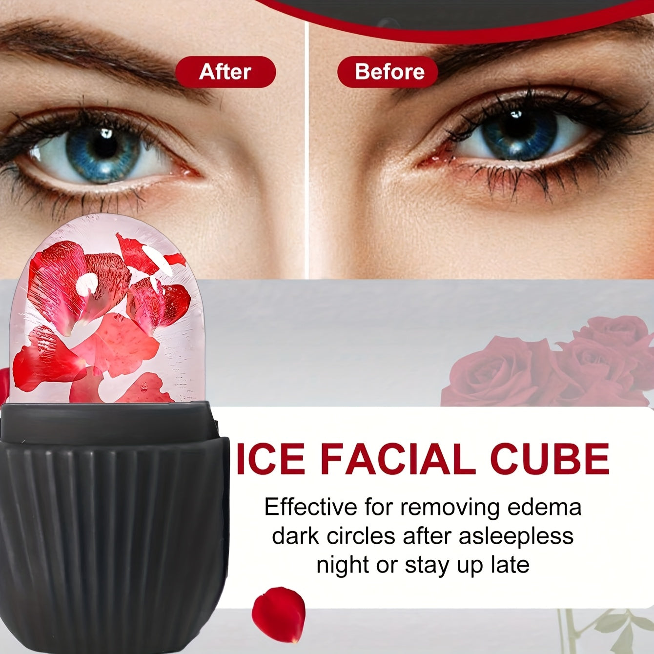 3-Piece Facial Ice Roller & Gua Sha Massage Set - Silicone Ice Grid Roller, Popsicle Ice Pack & Body/Back Scraping Board, Light Beige