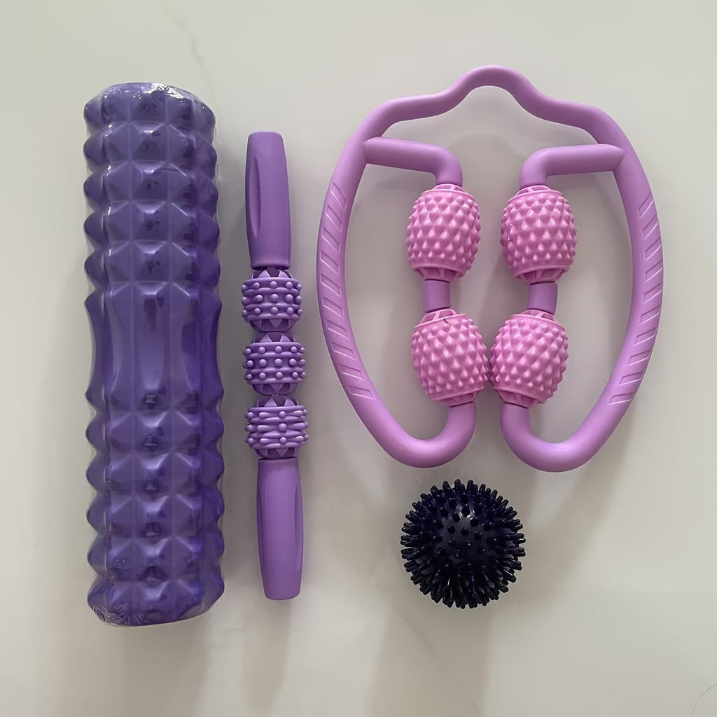 4-Piece EVA Foam Muscle Roller Set - Fascia Release & Body Shaping Massage Tool for Yoga & Recovery | Gift for Women