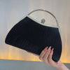Ruched Ring-Handle Evening Clutch - Rhinestone Embellished Prom & Wedding Purse