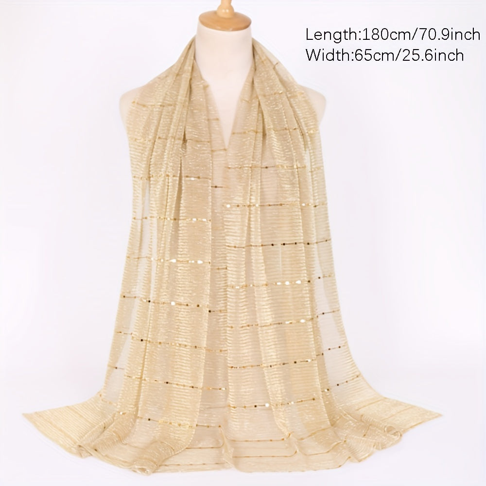 Women's Solid Color Metallic Scarf - Lightweight Breathable Shawl Wrap