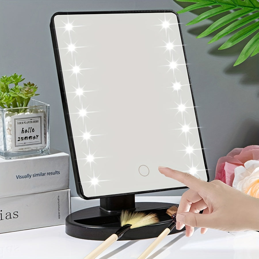 Portable Touchscreen LED Makeup Mirror — USB Powered, 3 Brightness Levels, Adjustable Desktop Vanity — Perfect Mother's Day Gift