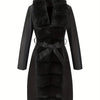 Women's Belted Faux Leather Jacket – Warm Fall/Winter Waist-Cinching Blazer Coat, Casual to Dressy Outerwear