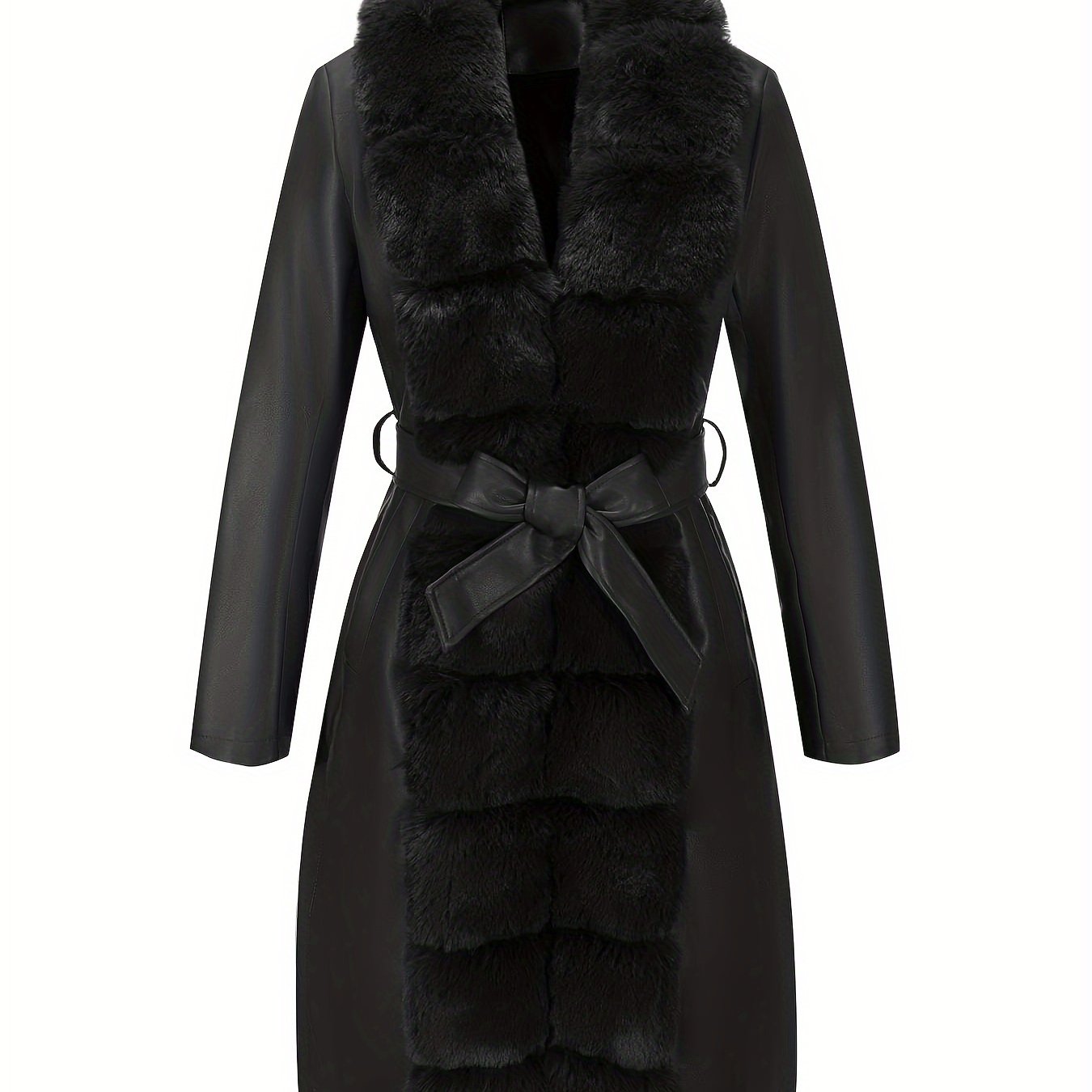 Women's Belted Faux Leather Jacket – Warm Fall/Winter Waist-Cinching Blazer Coat, Casual to Dressy Outerwear