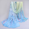 Vintage Magpie Print Long Imitation Silk Chiffon Scarf, Lightweight Shawl Wrap