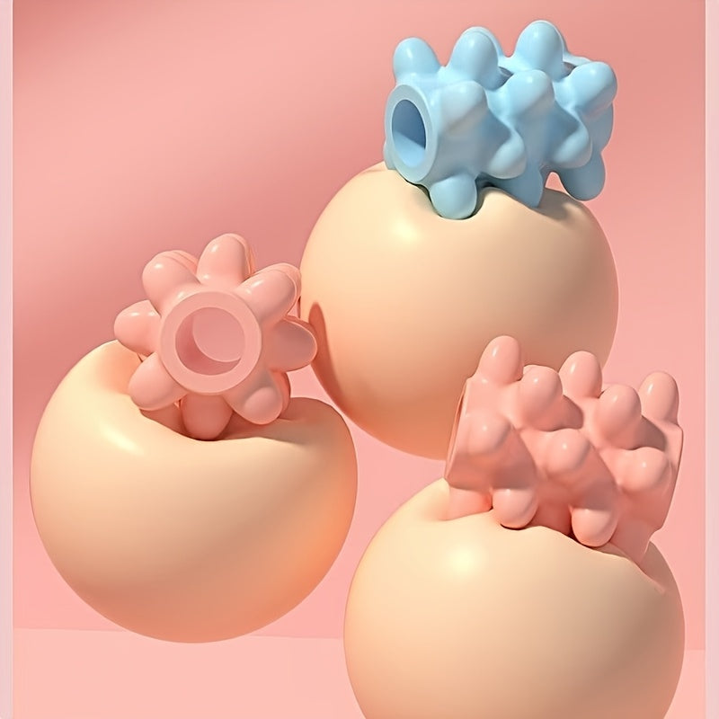 8-Roll Manual Handheld Massager with Soft & Firm Nodes, Phthalate-Free Portable Muscle Roller for Neck, Back & Legs, Pink/Blue — Ideal Gift for Seniors