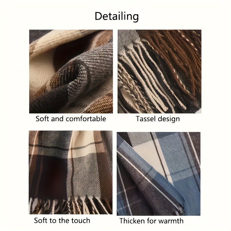 Women's Plaid Winter Scarf - Korean-Style Premium Shawl Wrap, Windproof Unisex Neck Warmer