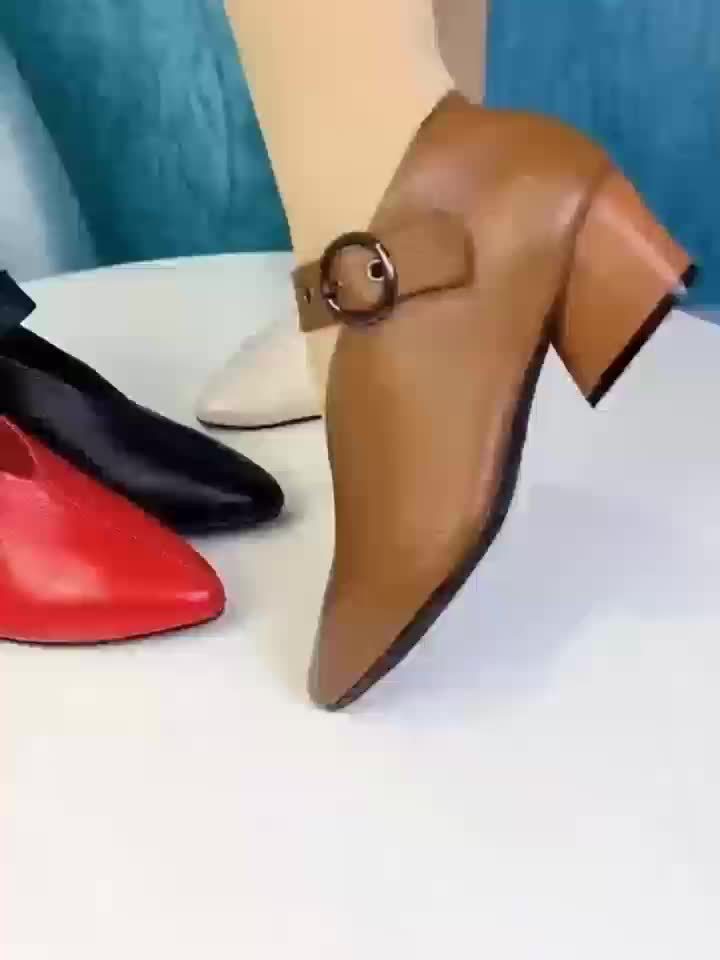 Women's D'Orsay Peep-Toe Block Heels with Fish-Mouth Buckle – Mid Block Heel, Water-Resistant Man-Made Upper