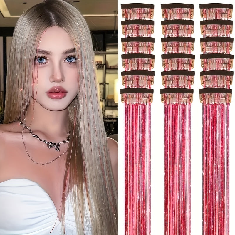 18-Pack 20-Inch Metallic Clip-In Hair Extensions with BB Clips — Heat-Resistant Sparkling Fairy Hair for Women