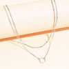 Boho Chic Gold-Tone Ring Necklace for Women – Zinc Alloy Heart Charm Pendant, Layered Chain Jewelry for Casual Wear & Gifts