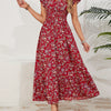 Plus Size Floral Print Maxi Dress for Women — V-Neck Shirred Peplum