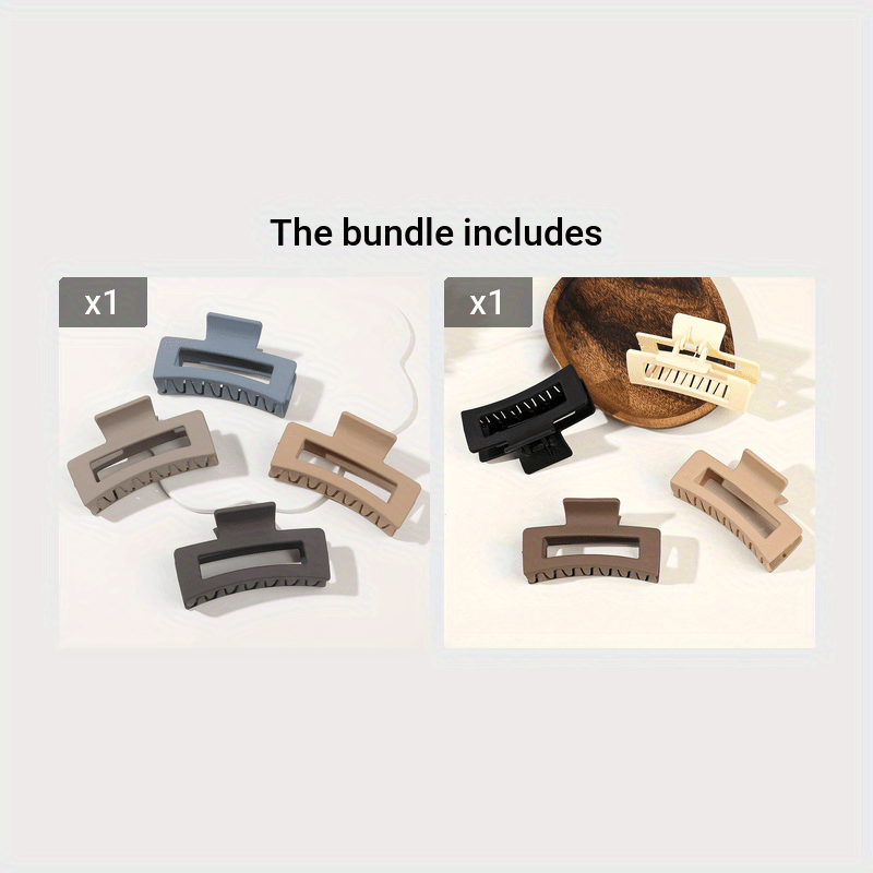 4-Pack Medium Matte Hair Claw Clips for Women - Strong Hold Non-Slip Rectangle Jaw Clips for Thick and Thin Hair