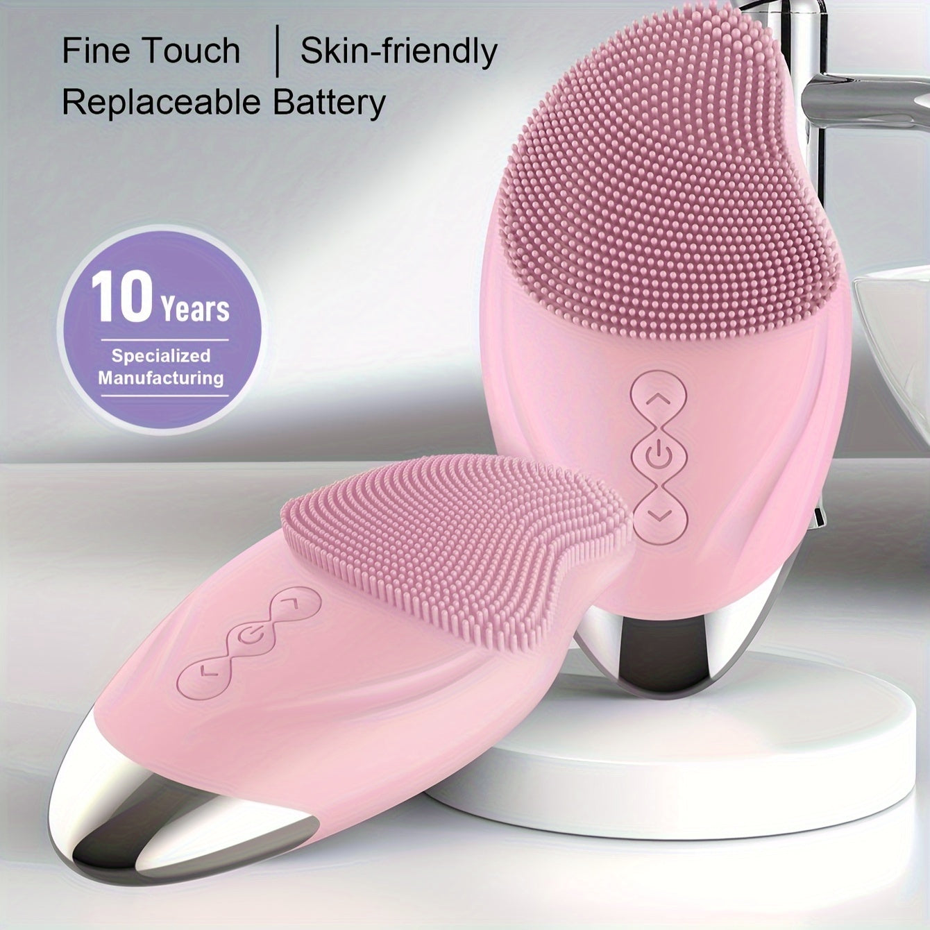 Electric Silicone Facial Cleansing Brush with Heated Eye Massager — USB Rechargeable 300mAh for Deep Exfoliation & Blackhead Removal (Men & Women)