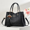 Beige Floral Commuter Handbag – Faux Leather Messenger Bag with Detachable Strap, Tassel & Gold Hardware