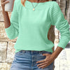 Women's Middle Eastern Style Long Sleeve Knit Pullover – Off-Shoulder Hollow-Sleeve Regular Fit for Spring & Autumn