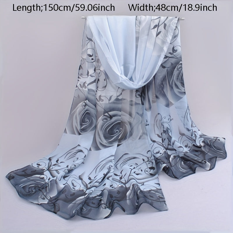 Women's Lightweight Chiffon Scarf - Long Sun Protection Shawl & Beach Wrap