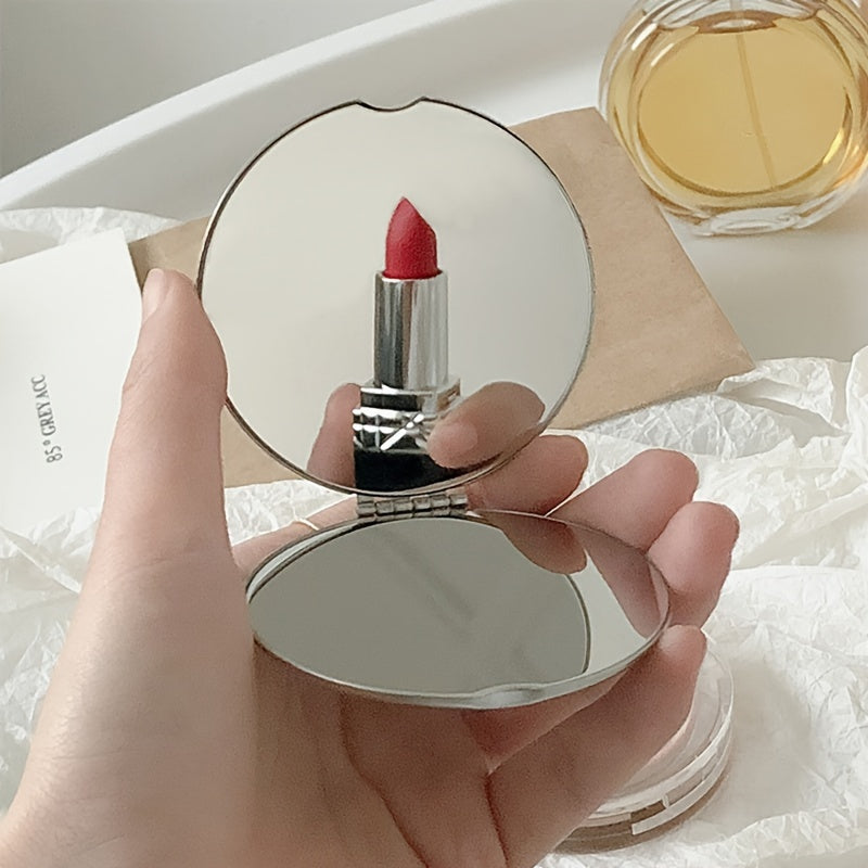 Double-Sided Folding Handheld Makeup Mirror - Compact Cute Cartoon Design for Dorm & Travel
