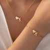 Minimalist Heart & Letter Necklace and Bracelet Set - Two-Piece Women's Everyday Jewelry