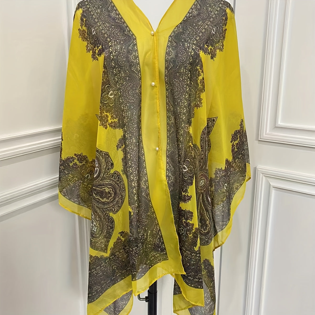 Women's Turquoise Jacquard Scarf Shawl – Large Square Lightweight Breathable Beach Cover-Up & Multiway Long Wrap Poncho