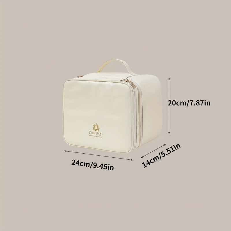 Double-Layer PU Large Capacity Travel Makeup Bag Portable Toiletry Cosmetic Organizer