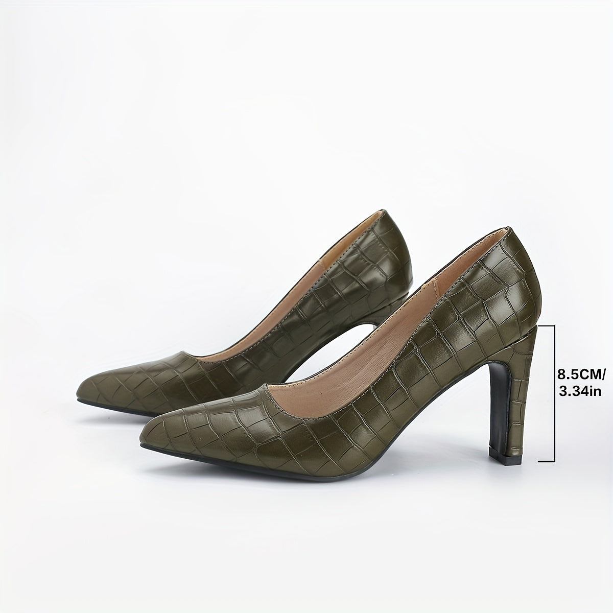 Women's Burgundy Crocodile Mary Jane High Heels – Ultra-High Block Heel, Plain Toe, Cushioned Insole & TPR Sole for Office & Formal Wear