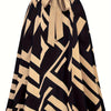 Plus Size Color Block Flared Skirt with Elastic Waist & Tie Front - Spring/Summer Women's Skirt