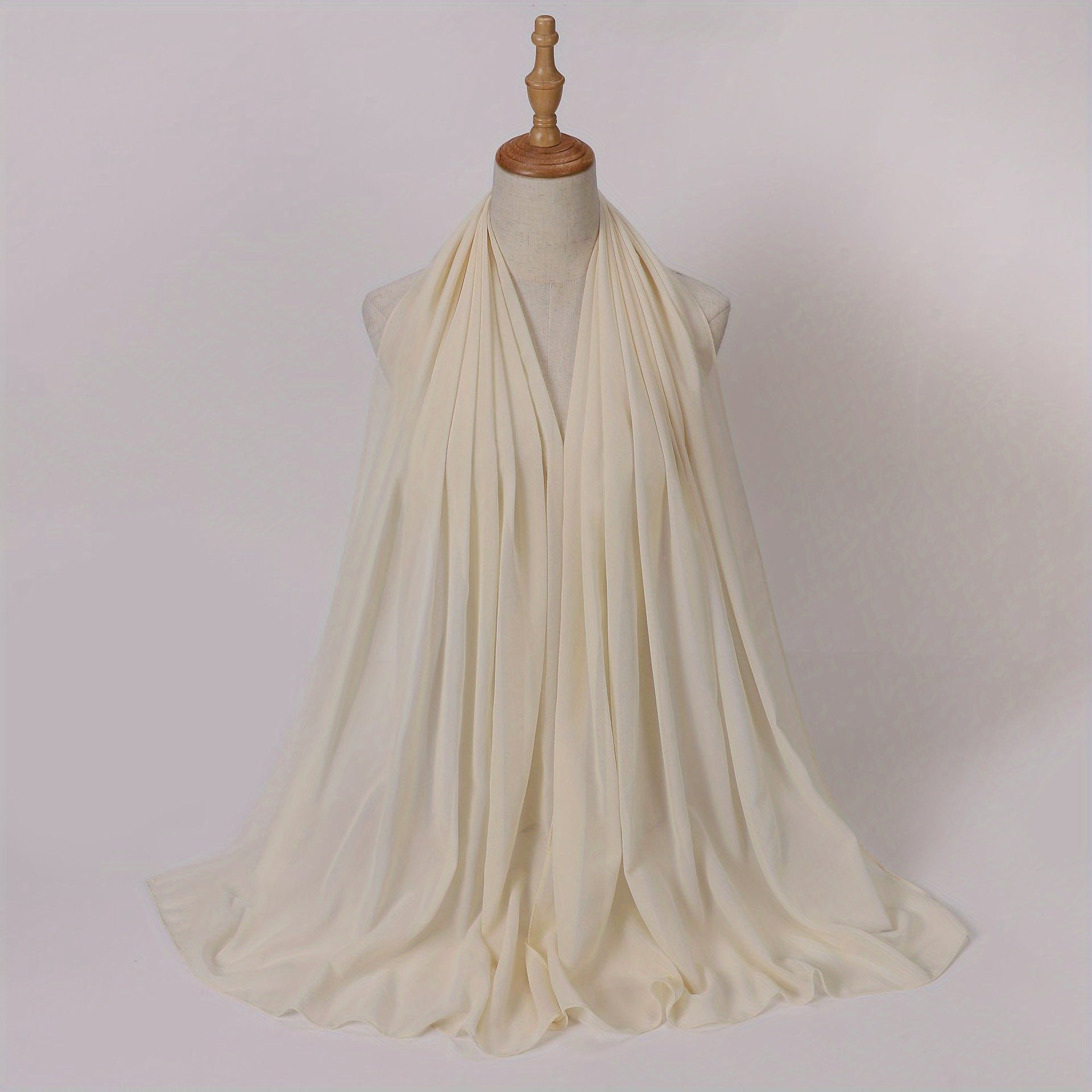 Windproof Chiffon Hijab Scarf - Lightweight Solid Color Shawl & Head Wrap for Women, Travel & Beach