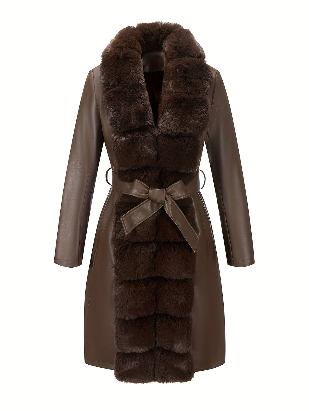 Women's Belted Faux Leather Jacket – Warm Fall/Winter Waist-Cinching Blazer Coat, Casual to Dressy Outerwear