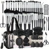 68-Piece Professional Makeup Brush and Tool Set, 30 Black Brushes, 20 Beauty Sponges, 17 Eyelash Tools, Washing Bowl & Travel Makeup Bag