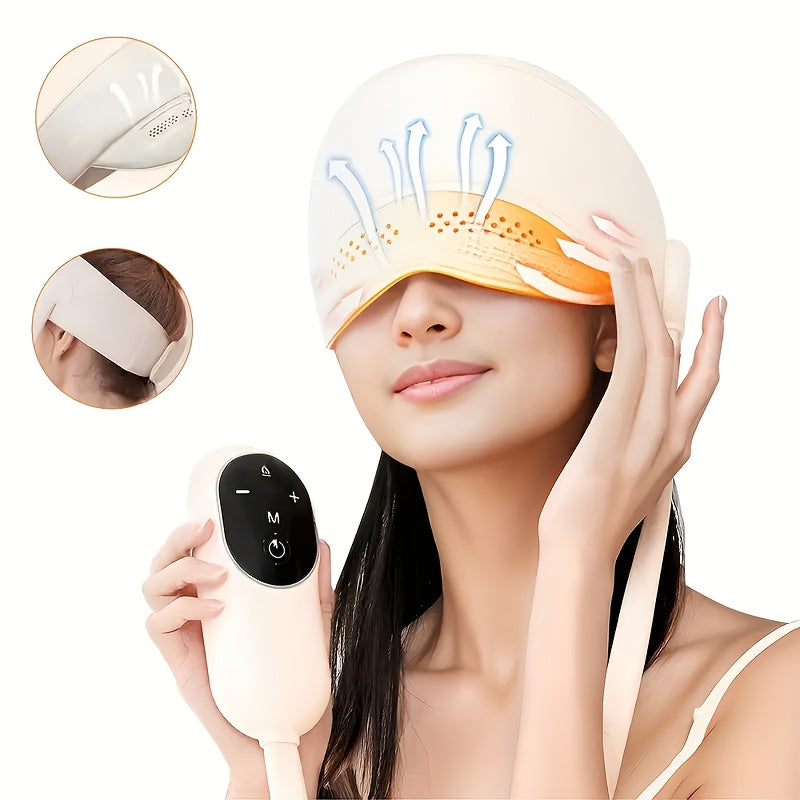Portable Electric Head & Scalp Massager with 6-Zone Airbag Compression, Heating and Kneading — Rechargeable Head and Eye Massager