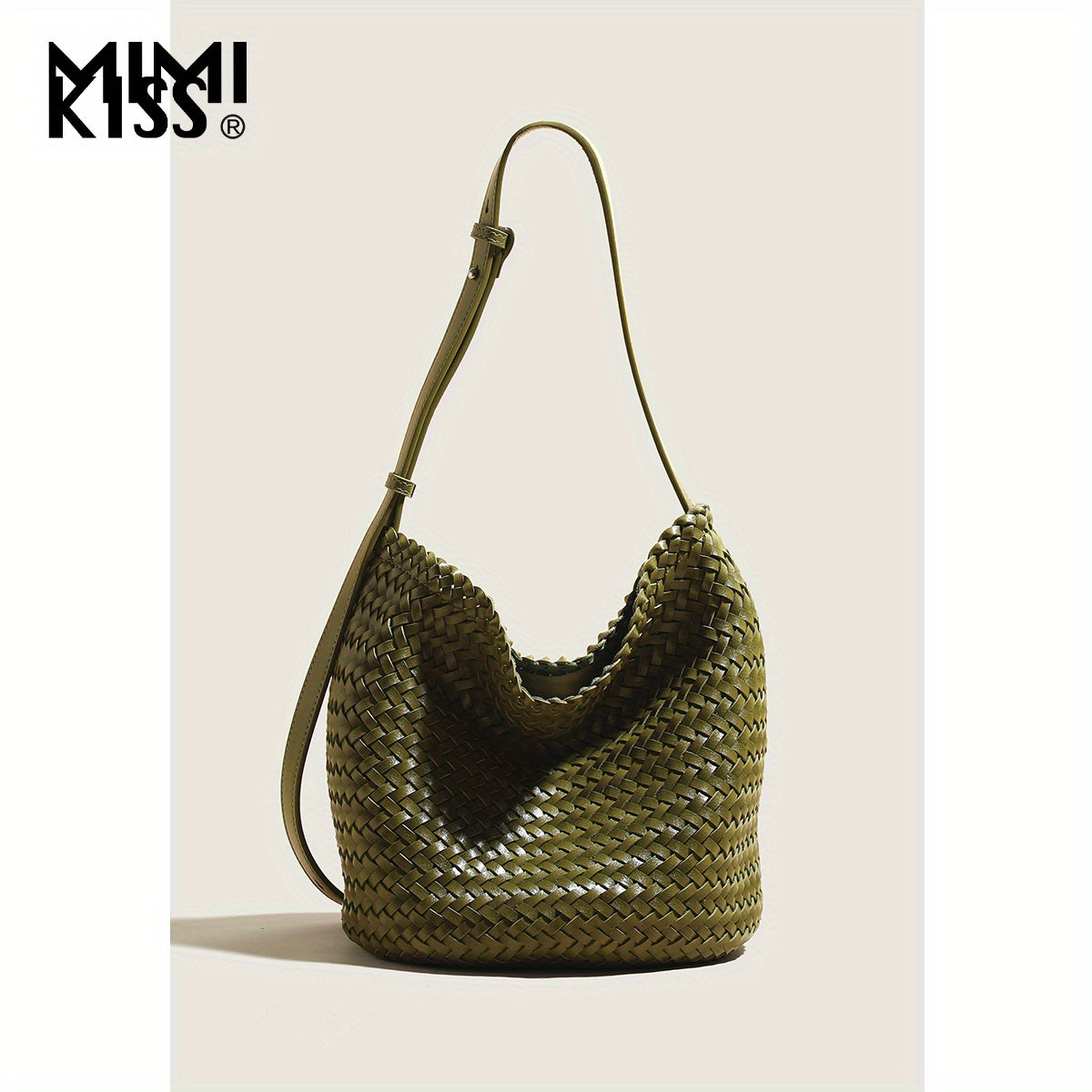 Handmade Woven Bucket Bag for Women - Large Capacity Single-Shoulder Crossbody Tote