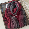 Gradient Blue Pleated Scarf - Lightweight Breathable Viscose Shawl Wrap, Boho Beach & Casual Long Scarf