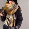 Women's Bohemian Plaid Tassel Scarf — Thick Faux Mohair Rainbow Shawl 240 cm (94.5 in)