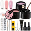 9-in-1 Nail Builder Gel Kit — Clear Nail Extension Manicure Set with Glue, Extension Paper, Base Coat, Pen, Clippers & Nail Art Accessories
