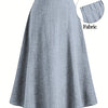 Plus Size A-Line Midi Skirt, Solid Color Flared Casual Skirt for All Seasons