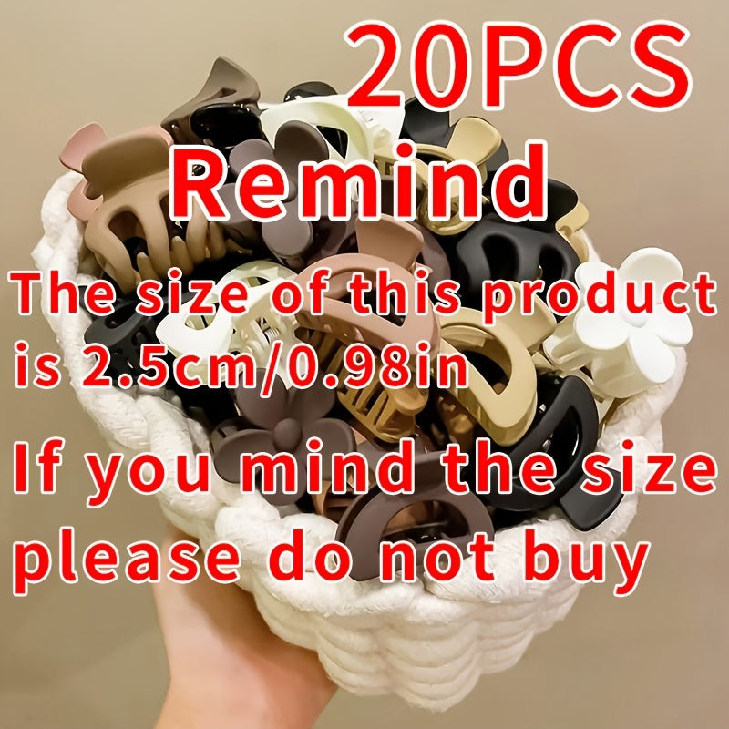 20-Pack Women's Small Mixed Color Hair Claw Clips – Cute Simple Designs for Daily, Beach & Outings