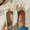 Women's Black Bow Pointed Toe Flats, Comfortable Lining, TPR Sole, Elegant Everyday Shoes
