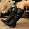 Women's Chunky Mid-Heel Ankle Boots Round Toe Block Heel Slip-On Rubber Sole Comfortable All-Season Boots for Jeans Dresses Skirts